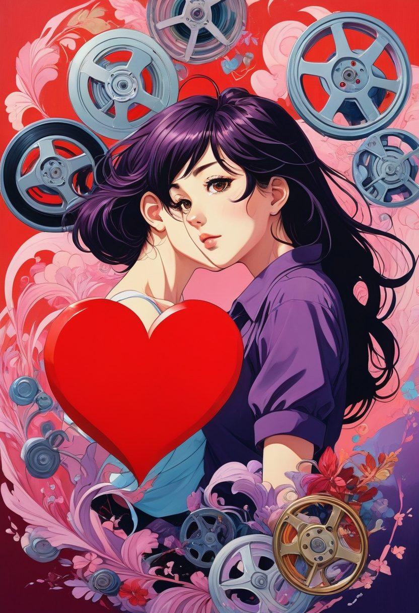 A visually striking split-image composition that showcases the evolution of adult anime: on one side, vintage anime art depicting classic characters with a playful tone, and on the other, modern, sensual characters exuding charisma and allure, surrounded by vivid, swirling colors symbolizing passion and desire. Include elements like film reels and stylized hearts to connect both eras. super-realistic. vibrant colors. dynamic contrast.